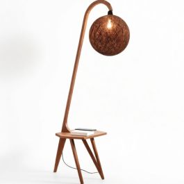 Lampadaire avec Table – 150 cm - Bois