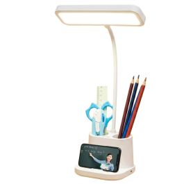 Lampe de bureau LED rechargeable - Porte-stylos - Blanc