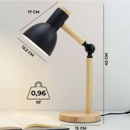 Lampe de Bureau Réglable - Style Scandinave - Bois Métal - Noir