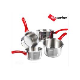 Lot de 4 casseroles HASCEVHER - 00176 - 14 / 16 / 18 / 20 cm - rouge