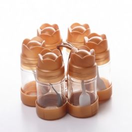 Lot à Épices avec Support Tulip - 6 Boîtes - Beige 