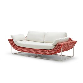 Canapé INNOLOISIRS LUX Orange Rouge Blanc - Aluminium - Wicker