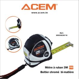 Mètre à ruban chromé 3 m Pro - ACEM