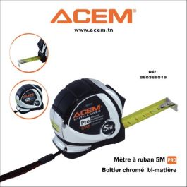 Mètre à ruban chromé 5 m Pro - ACEM