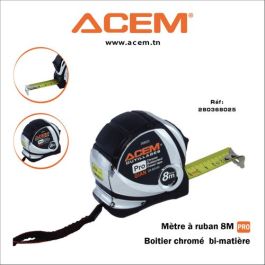 Mètre à ruban chromé 8 m Pro - ACEM
