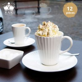 Service à Café Metropolis- 06 Personnes - 12 Pièces - Porcelaine - Blanc - RAK PORCELAINE