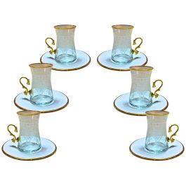 GLASSCOM - Service à thé sans poignée à bord dorée transparent ottoman