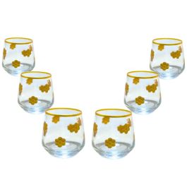 GLASSCOM - Lot de 6 verre à eau (dorée)