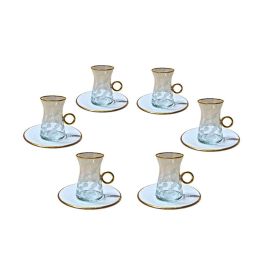 GLASSCOM - Service à thé poignée orge à pois dorée