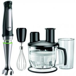 Mixeur plongeant 5 en 1 - BRAUN MQ7075X - 1000W - Bol hachoir 1,5L + Pile à glace - Verre Gradué 0,6L