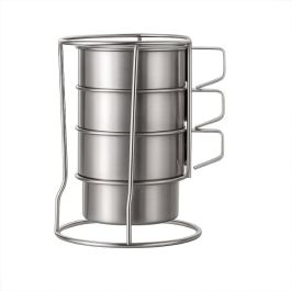 Set 3 tasses camping avec support - Acier inox - Pratique