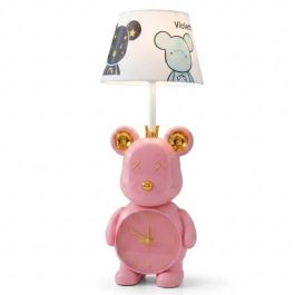 Horloge lampe de bureau LED 2-en-1 - Ourson - Rose