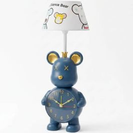 Horloge lampe de bureau LED 2-en-1 - Ourson - Bleu