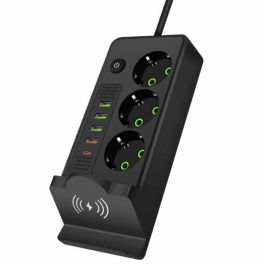 Multiprise noire avec chargeur sans fil - 4 USB - 3 prises