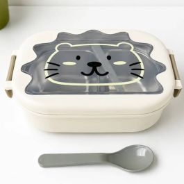 Lunch Box Lion 700 ml - 2 Étages - Inox - Blanc