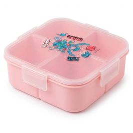 Lunch Box Stitch 700 ml - 3 Compartiments + Bouteille - Rose