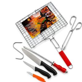 Kit barbecue inox - Grille 35x25 cm - Couteaux - Pince