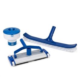 Pack 2 entretien piscine - Brosse 45 cm - Diffuseur chlore - Tête de balai 35 cm