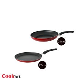 Lot Poêle 24 cm + Crêpière 25 cm - Rouge - Cook'art