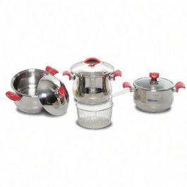 Pack Cocotte OMS - 7 pièces - Inox 18/10 - Rouge