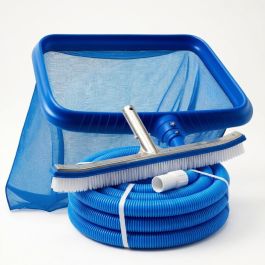Pack 1 entretien piscine - Tuyau 12 m - Épuisette et brosse 45 cm