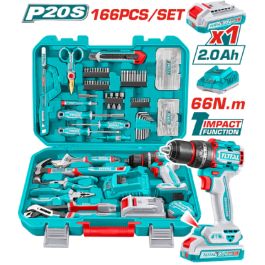 Perceuse visseuse TOTAL - 20V - Brushless - 66Nm - 166 pièces
