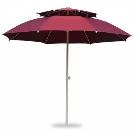 Parasol double toit - rond - 2,1 m - rouge