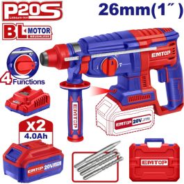 Perforateur SDS+ EMTOP - ELRH202682 - 20V - 2 x 4Ah