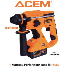 Marteau Perforateur Sans Fil ACEM RH21 - 220V - Noir & Orange