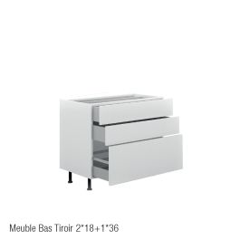 Meuble bas tiroir 2x8 + 1x36 CM - BRICO KITCHEN-Chrome