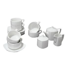PACK10 - Service à café 06 Personnes - 17 Pièces - Porcelaine Blanc - Rak Porcelain