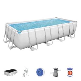 Piscine hors sol rectangle Power Steel - 488 x 244 x 122 cm - gris clair