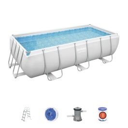 Piscine hors sol rectangulaire Power Steel – Gris clair - 404x201x100 cm