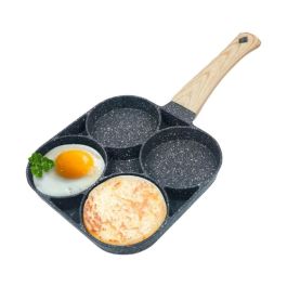 Poêle à 4 Compartiments - Œuf et Pancake - Revêtement Granite - Carrée 18 cm