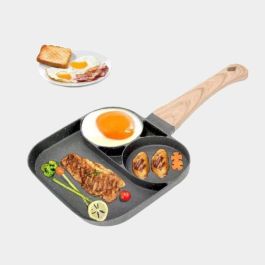 Poêle à Frire 3 Compartiments - Revêtement Granite- 18 cm X Ø 9 cm X 2,2 cm