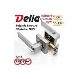 Poignee serrure tubulaire 2023 satine - Delia