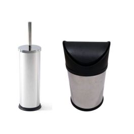 Ensemble poubelle à couvercle 3l et brosse pour salle de bain