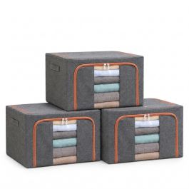 Pack de 3 boîtes de rangement - 100 L - Gris - Modèle 2