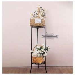 Support pot de fleurs - Acier - noir - 65cm x 25cm