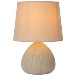 Lampe de table RAMZI Ø18 cm + H26 cm Lampe E14 - 40W - 230V - LUCIDE-Blanc