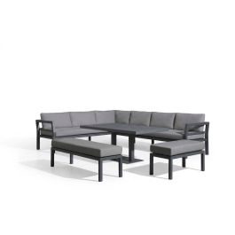 Salon de jardin INOLOISIRS REGINA Gris - Aluminium - 8 places