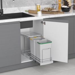 STARAX - Poubelle s-2392-g 12+12 lt avec rail télescopique