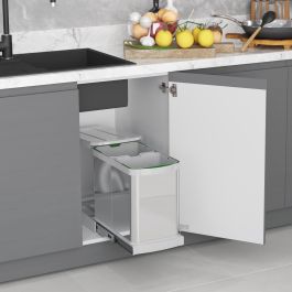 STARAX - Poubelle couliss s-2396-g 12+12 lt bacs inox automatique