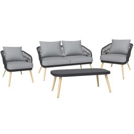 ESPACE HOME - salon de jardin edna 4 pièces-noir