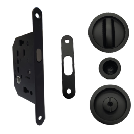 KIT SERRURE Porte Coulissante SC6150CR NOIR Condamnation ROND STAP