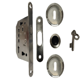 KIT SERRURE Porte Coulissante SC6150KR Satiné Petit Trou ROND STAP