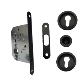 KIT SERRURE Porte Coulissante SC6150YR NOIR Grand Trou ROND STAP