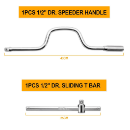 Poignée Speeder 1/2 pouce 43 cm + Barre en T coulissante 1/2 pouce 25 cm - JUSTER