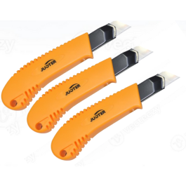 3 Couteaux à Lame Avec Bouton Poussoir Plat - JUSTER