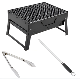 Barbecue Portable + Pince Barbecue + Aiguiseur Couteau 30cm